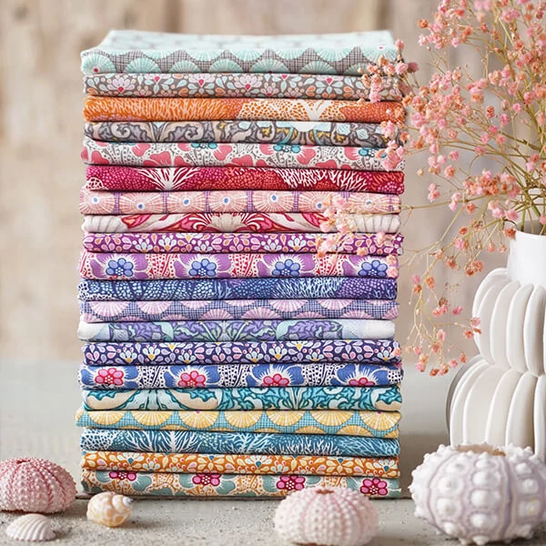Patchwork tkanina - Tilda Cotton Beach - Limpet shell teal 100338