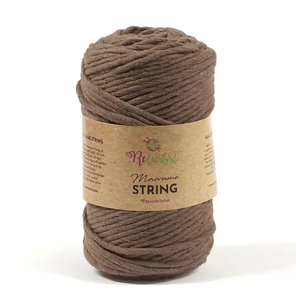 Pređa za makrame, ReTwisst Macrame String, 3 mm, 250 g - 08, smeđa