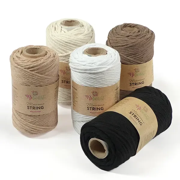 Pređa za makrame, ReTwisst Macrame String, 3 mm, 250 g - 01, bijela