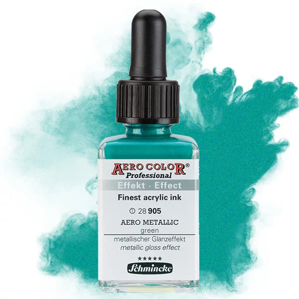 Schmincke AERO COLOR profesionalna boja za pištolj za retuširanje, 28 ml- 905, AERO METALLIC green