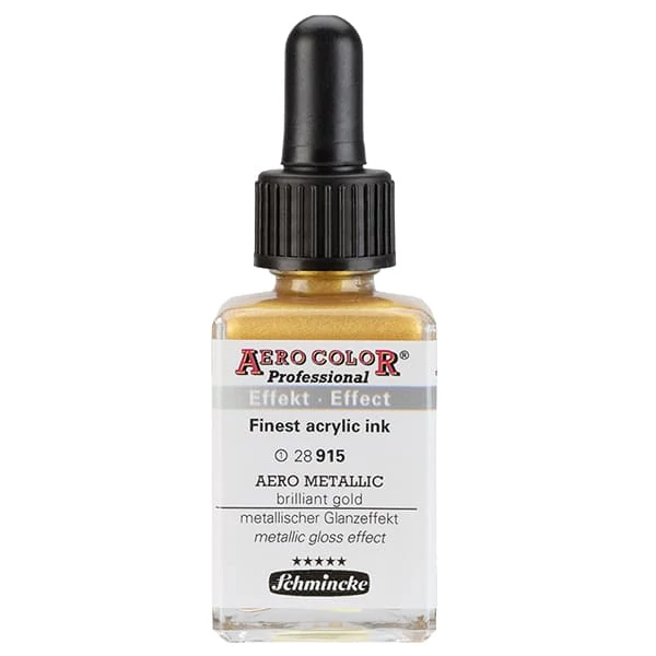 Schmincke AERO COLOR profesionalna boja za pištolj za retuširanje, 28 ml- 915, AERO METALLIC brilliant gold