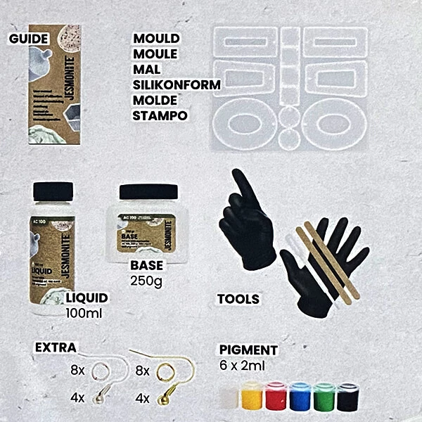 Jesmonite Starter Kit set od akrilne smole - naušnice, Micro-3