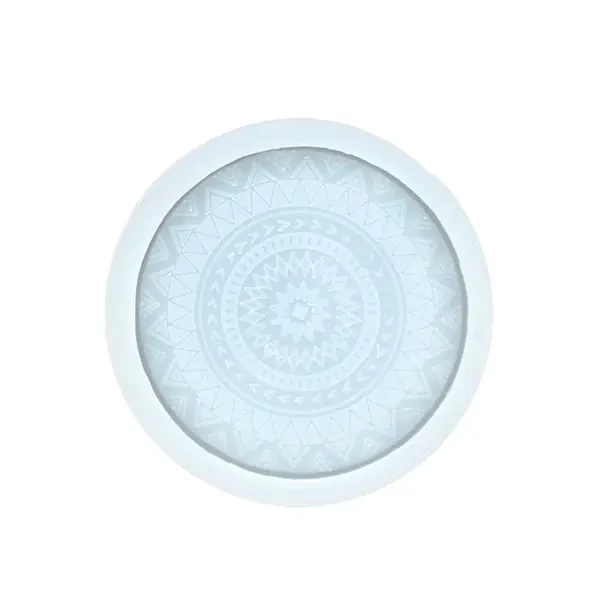 Jesmonite silikonski kalup za akril i smolu - okrugli podmetač za čaše s mandalom s rubom, 11 cm