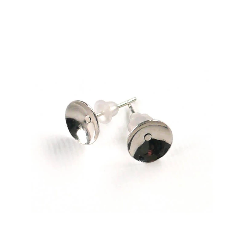 Baza za naušnice, utična, sa silikonskom iglom, za 8 mm rivoli, 2 para