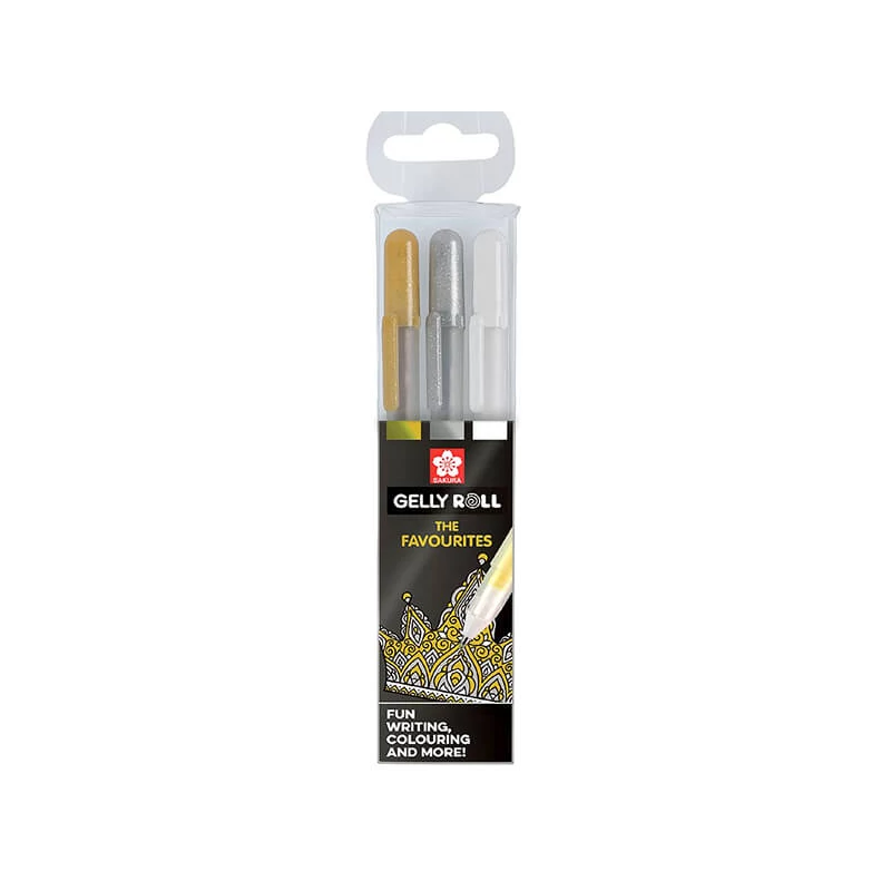 Sakura Gelly Roll gel olovke set - 3 kom (zlatna, srebrna, bijela)