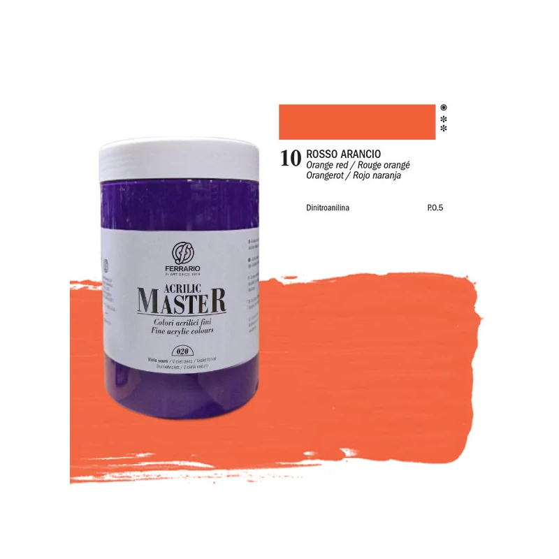 Ferrario Master akrilna boja, 1000 ml - 10, orange red