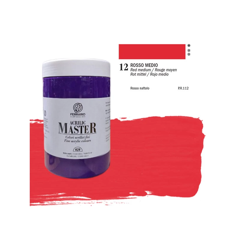 Ferrario Master akrilna boja, 1000 ml - 12, red middle