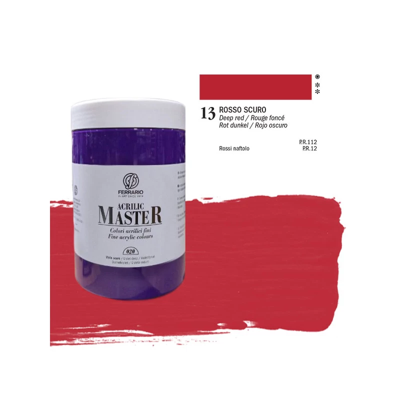 Ferrario Master akrilna boja, 1000 ml - 13, deep red
