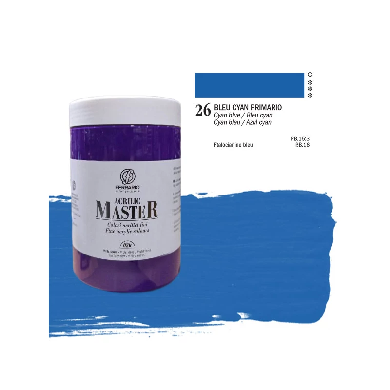 Ferrario Master akrilna boja, 1000 ml - 26, cyan blue