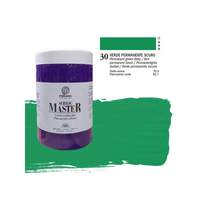 Ferrario Master akrilna boja, 1000 ml - 30, permanent green deep