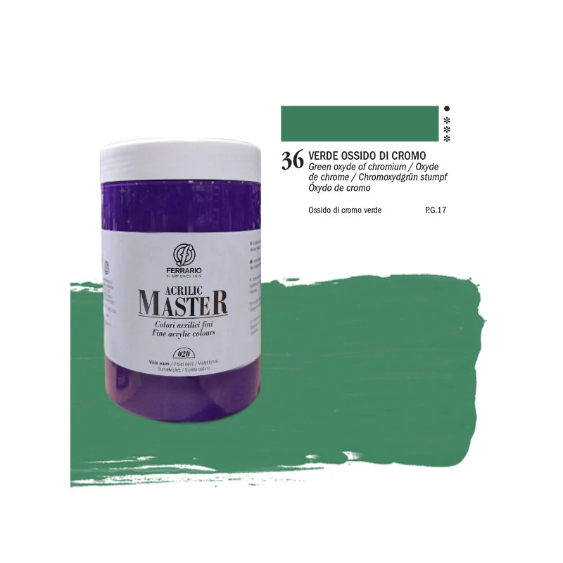Ferrario Master akrilna boja, 1000 ml - 36, oxyde of chromium green