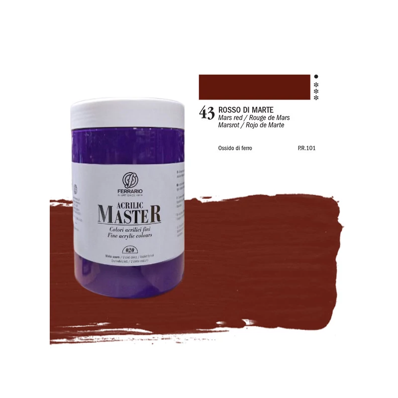 Ferrario Master akrilna boja, 1000 ml - 43, mars red