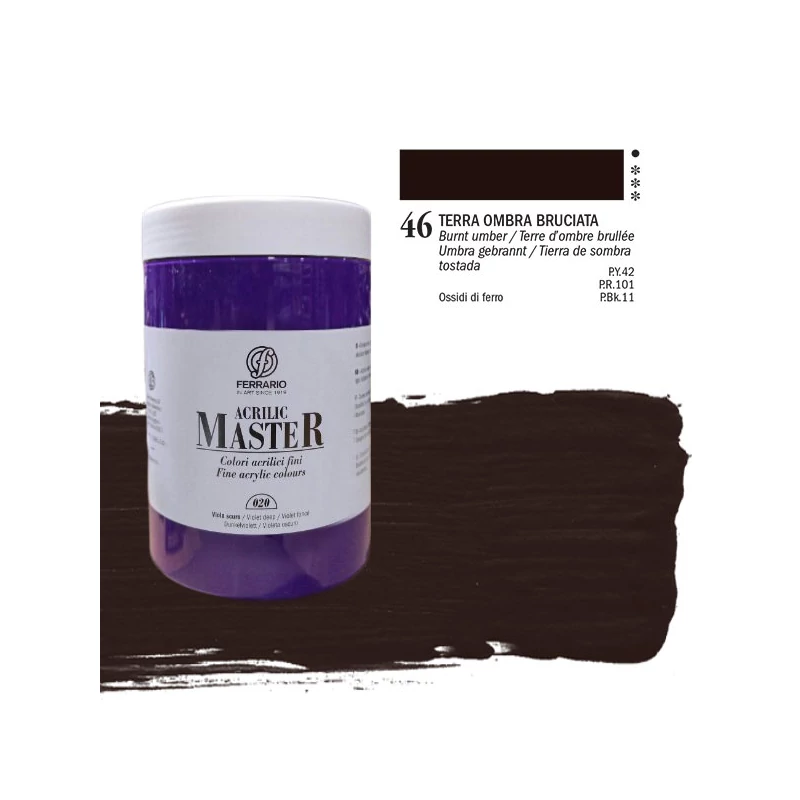 Ferrario Master akrilna boja, 1000 ml - 46, burnt umber