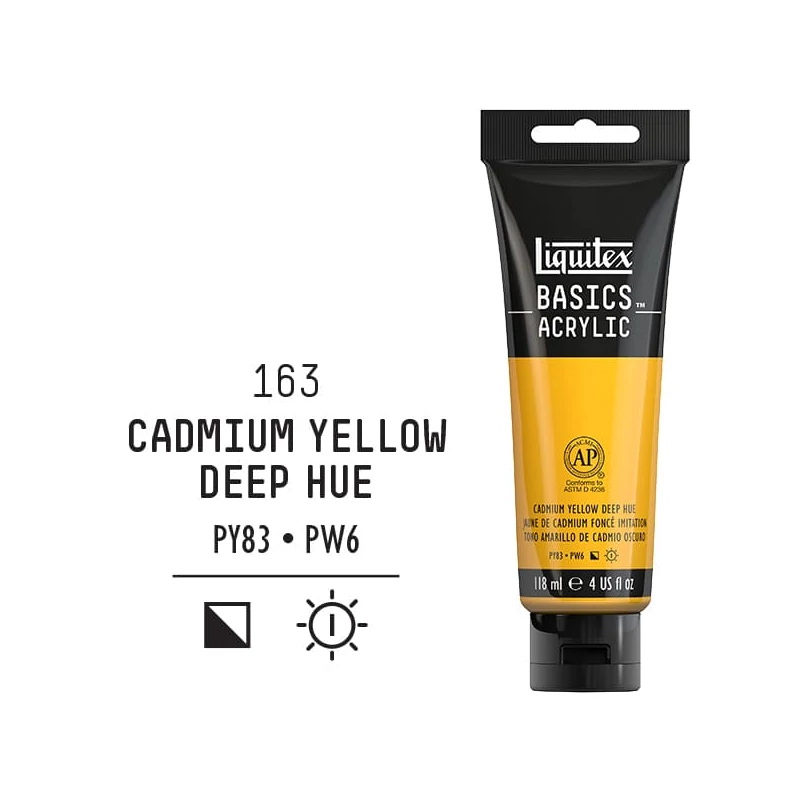 Liquitex Basics akrilna boja, 118 ml - 163, cadmium yellow deep hue