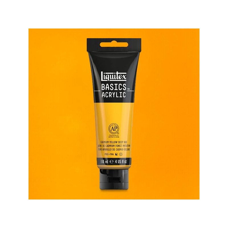 Liquitex Basics akrilna boja, 118 ml - 163, cadmium yellow deep hue