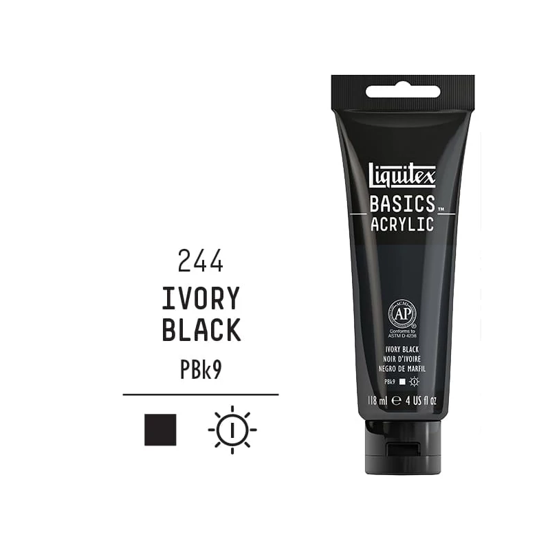 Liquitex Basics akrilna boja, 118 ml - 244, ivory black