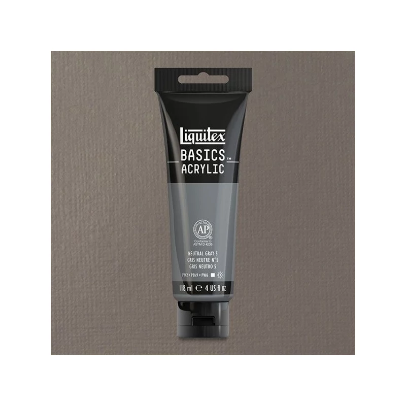 Liquitex Basics akrilna boja, 118 ml - 599, gray neutral value 5