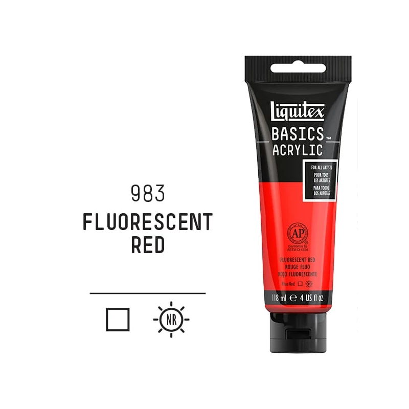 Liquitex Basics akrilna boja, 118 ml - 983, fluorescent red