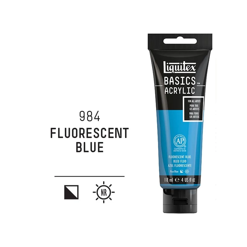 Liquitex Basics akrilna boja, 118 ml - 984, fluorescent blue