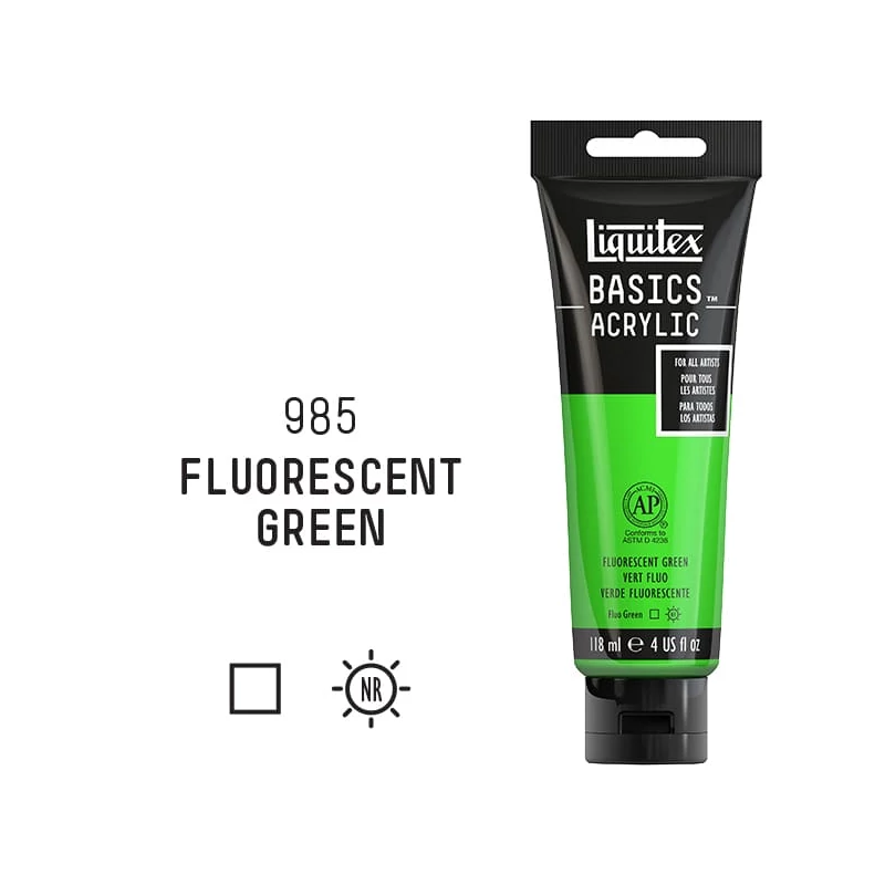 Liquitex Basics akrilna boja, 118 ml - 985, fluorescent green