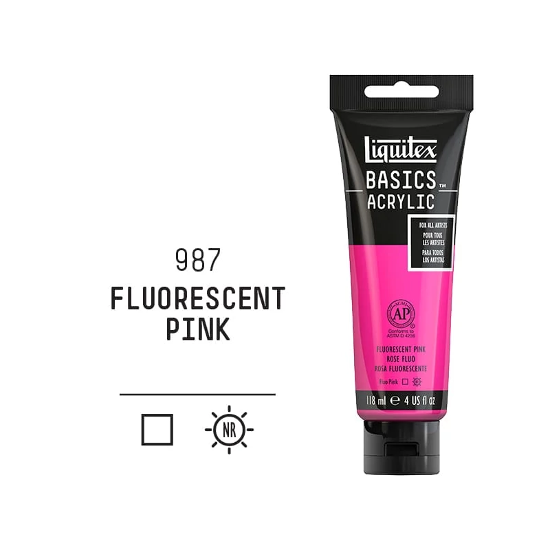 Liquitex Basics akrilna boja, 118 ml - 987, fluorescent pink