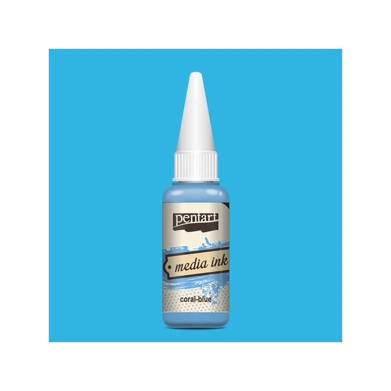 Tinta Pentart Media, tinta boja, 20 ml - koraljno plava