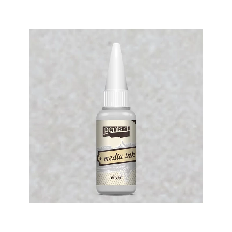 Tinta Pentart Media, tinta boja, 20 ml - metalik srebrna