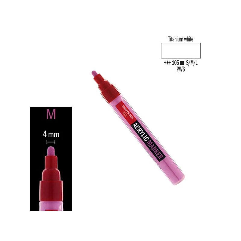 Talens Amsterdam akrilni flomaster, M - 105, titanium white
