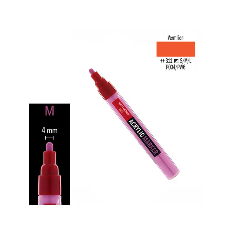Talens Amsterdam akrilni flomaster, M - 311, vermilion