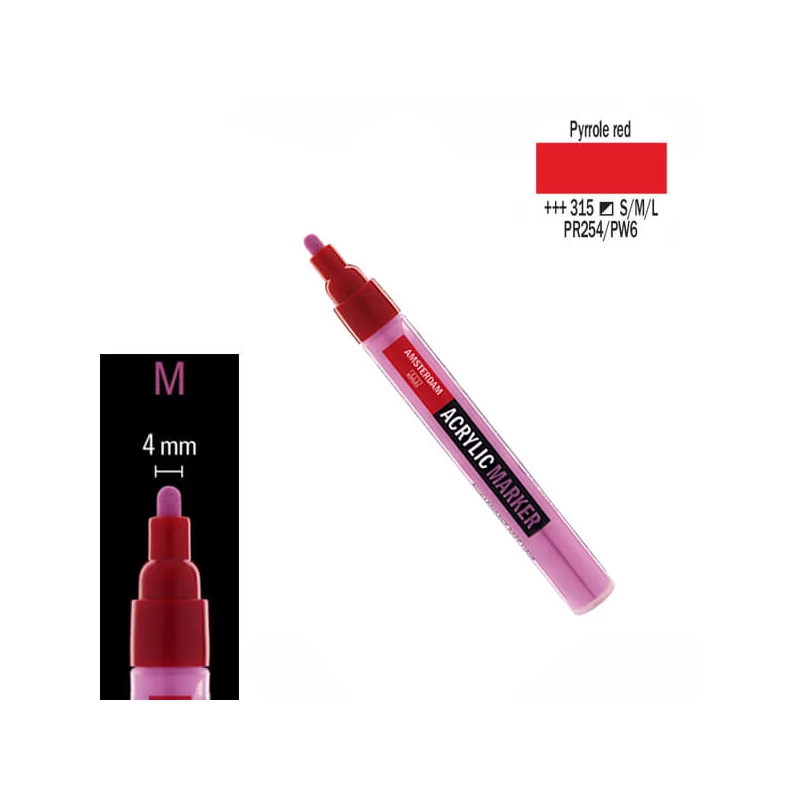Talens Amsterdam akrilni flomaster, M - 315, pyrrole red