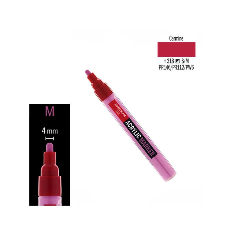 Talens Amsterdam akrilni flomaster, M - 318, carmine