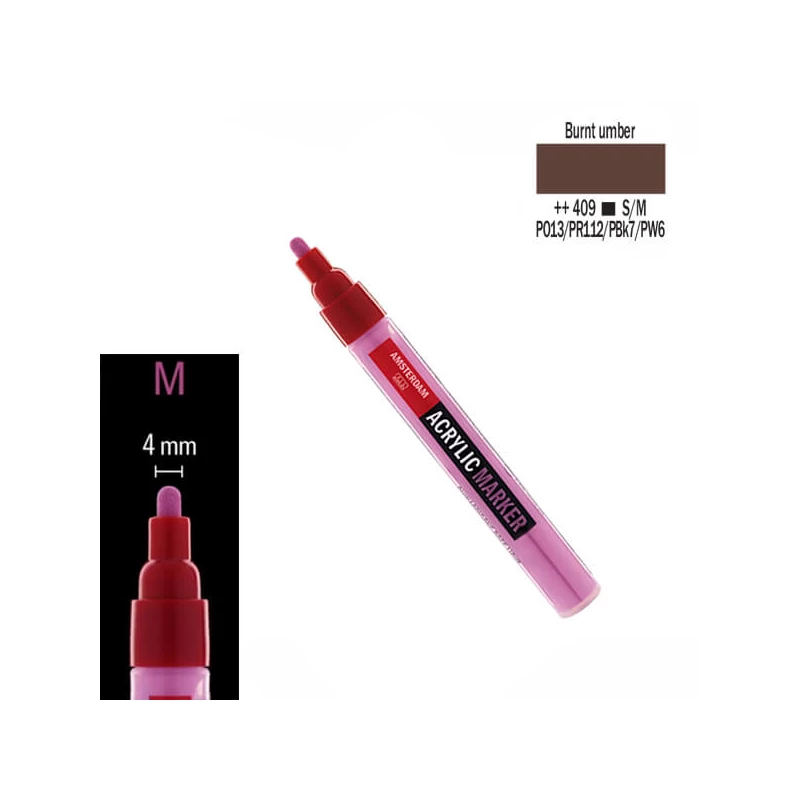 Talens Amsterdam akrilni flomaster, M - 409, burnt umber