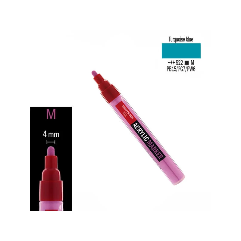 Talens Amsterdam akrilni flomaster, M - 522, turquoise blue