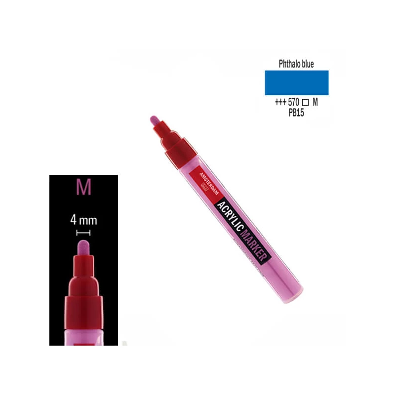 Talens Amsterdam akrilni flomaster, M - 570, phthalo blue