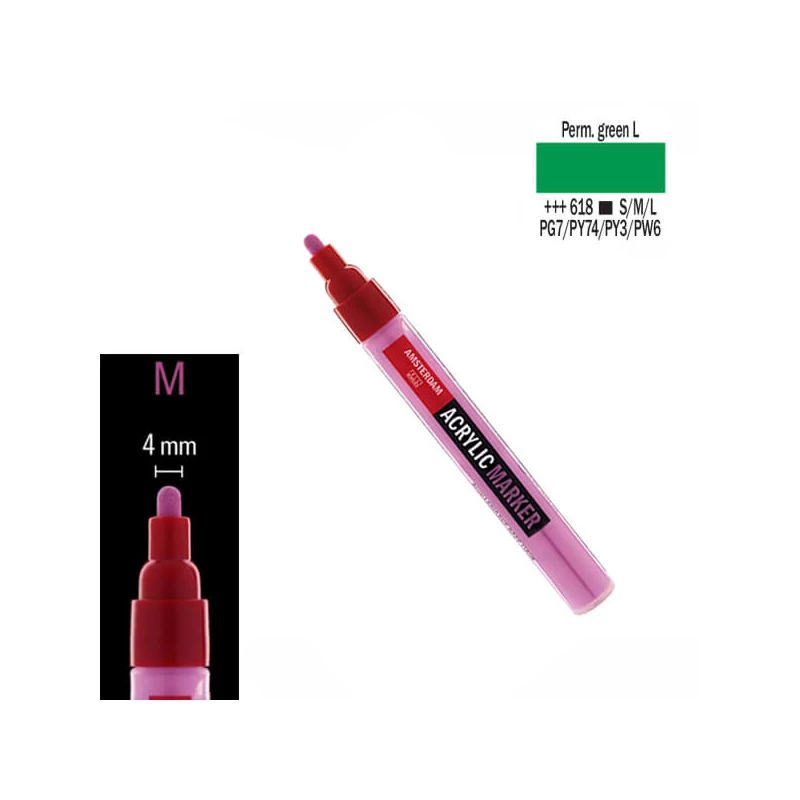 Talens Amsterdam akrilni flomaster, M - 618, permanent green light