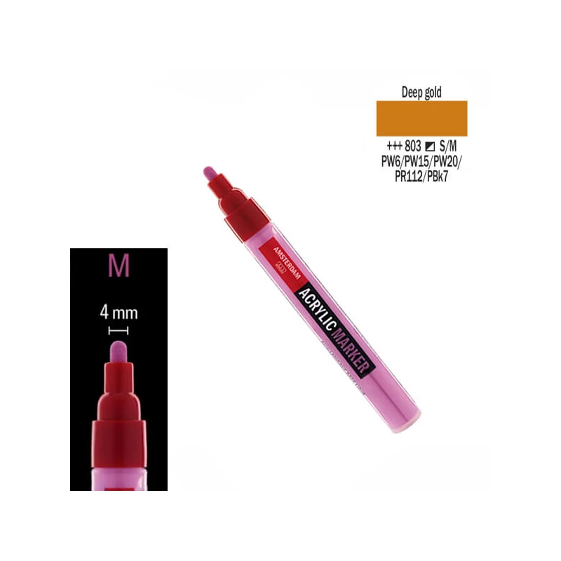 Talens Amsterdam akrilni flomaster, M - 803, deep gold
