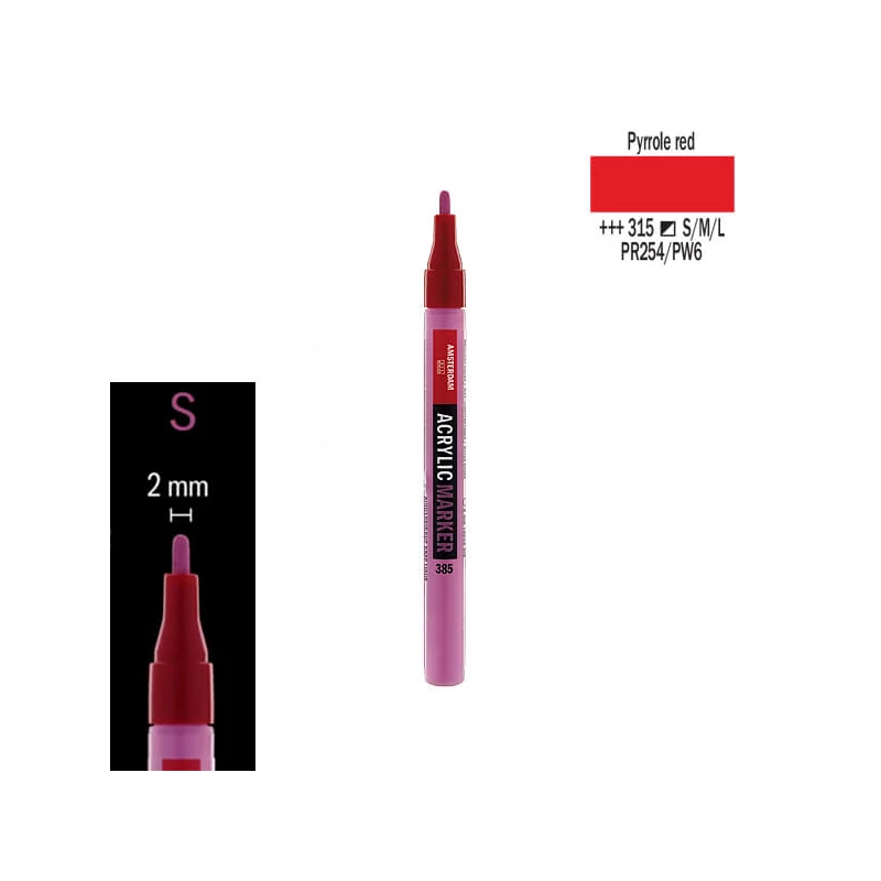 Talens Amsterdam akrilni flomaster, S - 315, pyrrole red