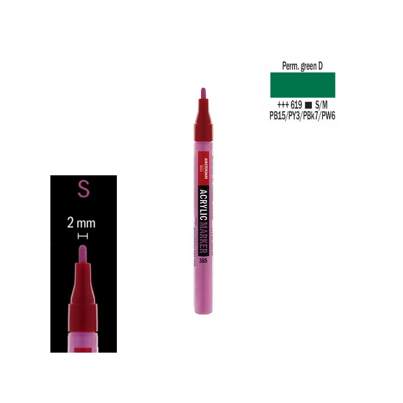 Talens Amsterdam akrilni flomaster, S - 619, permanent green deep