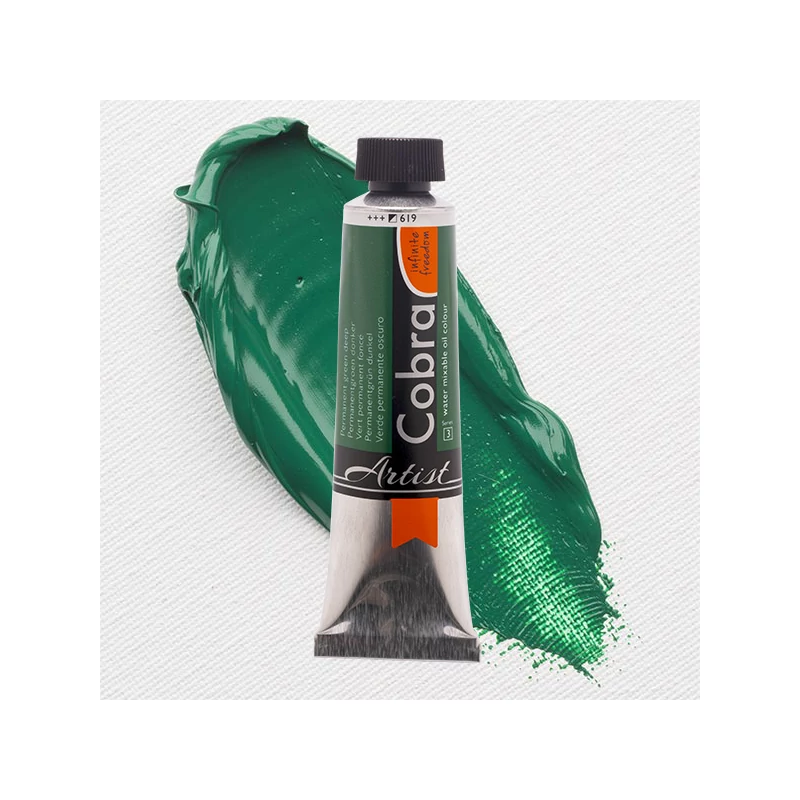 Talens Cobra vodena uljana boja, 40 ml - 619, permanent green deep