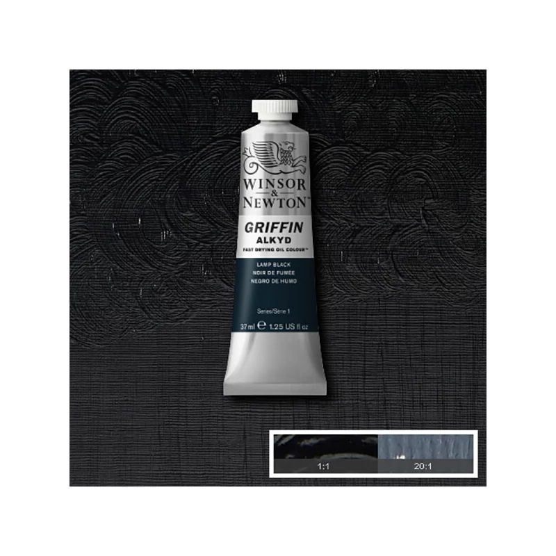 Winsor&Newton Griffin alkidna uljana boja, 37 ml - 337, lamp black
