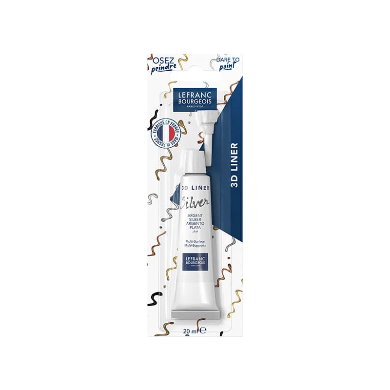 3D Liner kontur boja, bez pečenja, 20 ml – srebrna