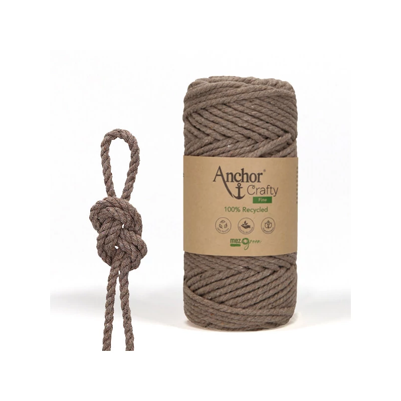 Macramé pređa, Anchor Crafty Fine, češljana, 3 mm - cimet