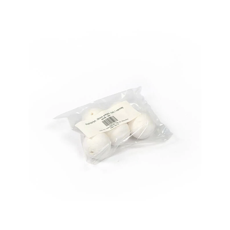 Kuglice od prešanog papira u paketu - 30 mm, bijele boje, 5 kom