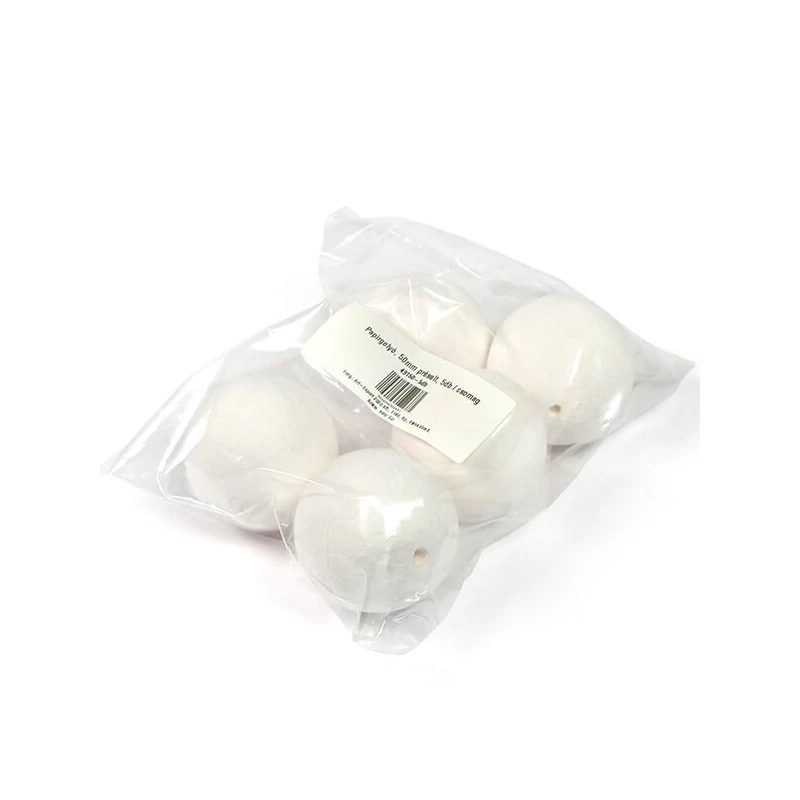 Kuglice od prešanog papira u paketu - 50 mm, bijele boje, 5 kom