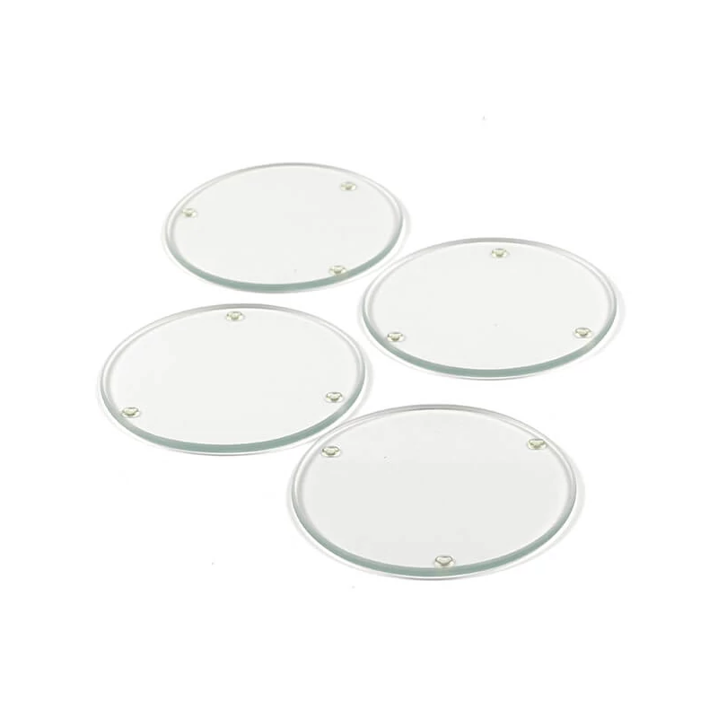 Set staklenih podmetača, okrugli, 10 cm, 4 kom