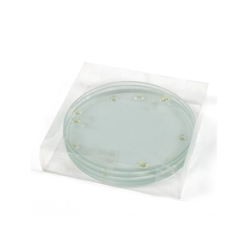 Set staklenih podmetača, okrugli, 10 cm, 4 kom