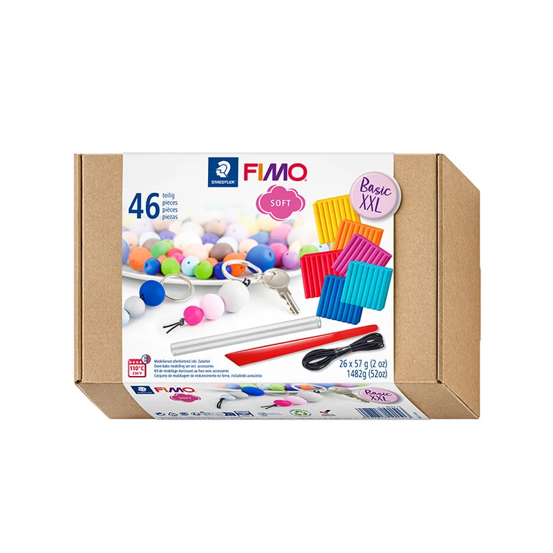 FIMO Soft Basic XXL Set set pečena glina, 26x57 g s priborom
