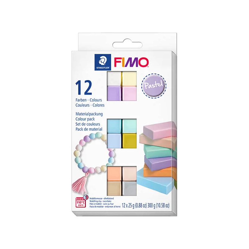 FIMO Soft Color Pack set pečena glina, 12x25 g - Pastelne boje