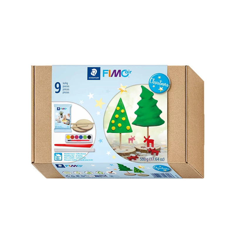 FIMO Air Basic Christmas Set, božićni set za modeliranje, 500 g s dodacima