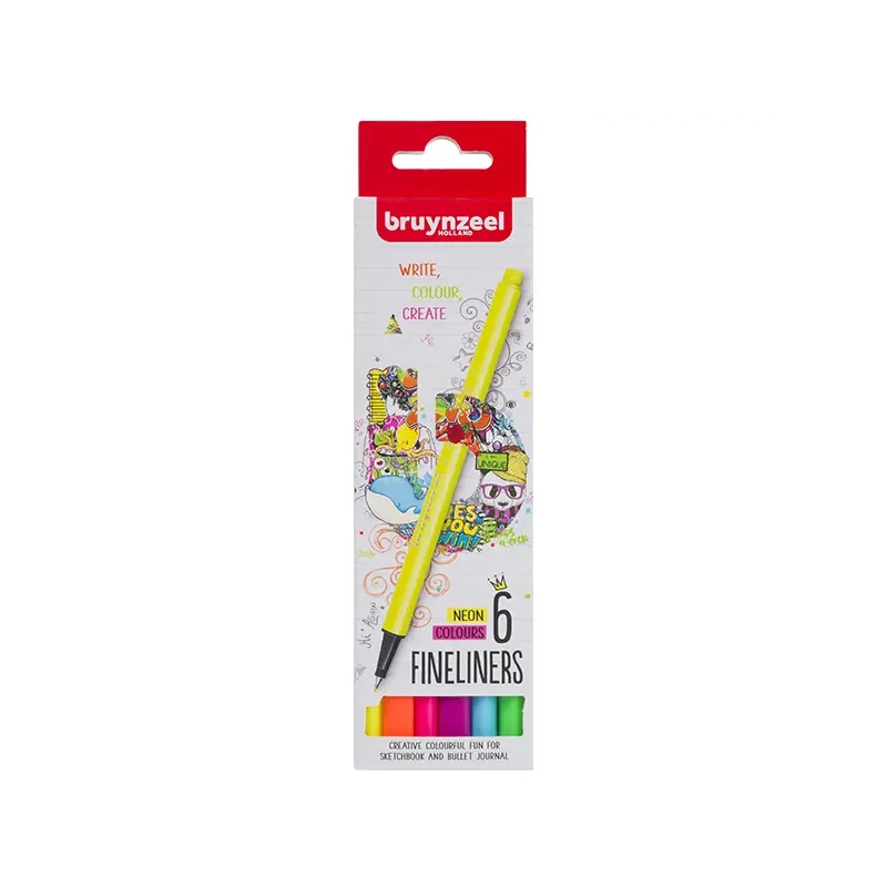 Bruynzeel Fineliner set flomastera - 6 kom, neonske boje